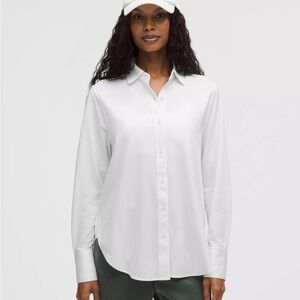 Lululemon knit relaxed fit overshirt button down shirt white long versatile XS